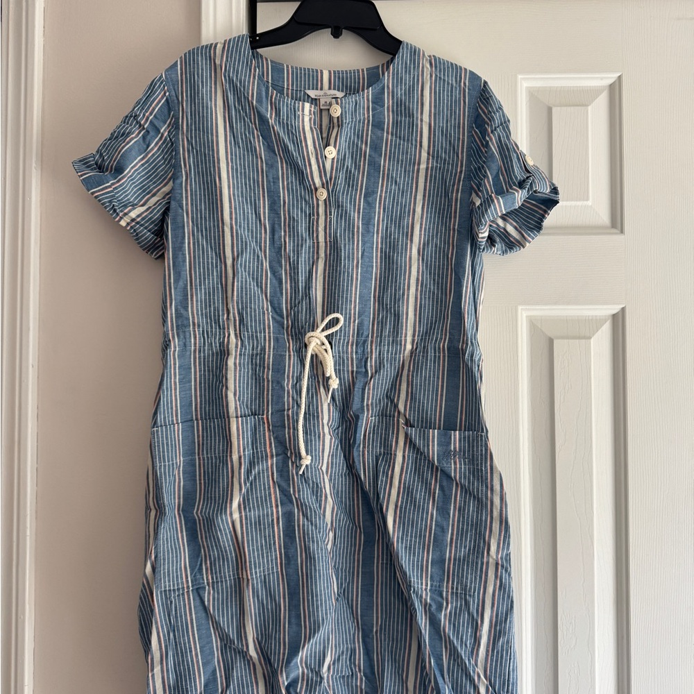 Striped Blue Short Sleeve Dress